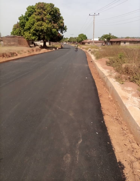 Access road from Agwada to Apawu with two side drains