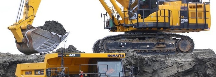 Heavy earthmoving equipment at work